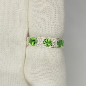 Natural Tsavorite Ring Engagement Ring 925 Sterling Silver Ring  Wedding Ring Natural Genuine Ring