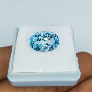 5.10 Carat Natural Blue Topaz Loose Stone 7x13x5.80MM Shape Oval Faceted Gemstone
