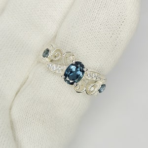 Natural London Blue Topaz Ring Engagement Ring 925 Sterling Silver Ring Promise Ring Gift For Her Natural Genuine Ring