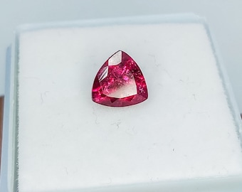 Natural Rubellite Tourmaline 1.35 Carat  Size 7x7x5 MM Shape Trillion Faceted Gemstone