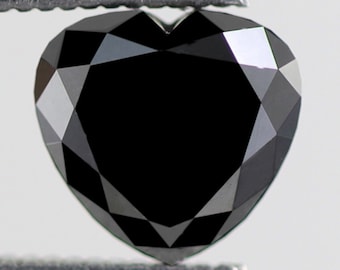 1.63 CT Treated Black Color Diamond 7.6 x 7.8 x 3.8 MM Loose Natural Heart Shape Excellent AAA Quality Black Diamond Vintage Engagement Ring