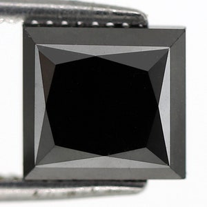 2.06 CT, 7 X 6.5 mm | Princess cut Loose Diamond | Heated Black Diamond For Engagement Ring & Wedding Ring