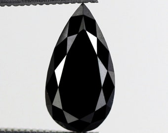 13 x 7 x 3.8 MM Long Pear Shape Diamond Heated Black Color 2.75 CT Loose Natural Ethically Sourced AAA Quality Black Color Diamond Pendant