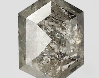 3.61 Carat Hexagon Gray Black Diamond: Statement Ring Stone
