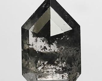 1.63 Carat Natural Gray Black Salt and Pepper Diamond, Geometric Cut Loose Diamond for Custom Pendant Design