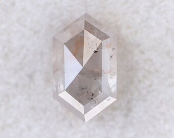 0.98 CT Long Hexagon Rustic Diamond: Misty White Engagement Ring Stone