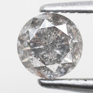 0.62 CT Salt and Pepper Natural Loose Diamond 5 MM Round Brilliant Cut Grey Black Color Diamond For Engagement Ring