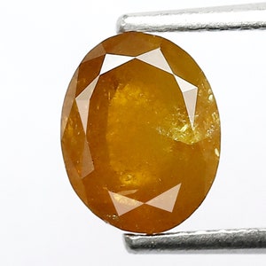 1.71 CT Loose Natural Fancy Translucent Yellow Color Diamond 7.9 x 6.3 x 3.9 MM Oval Shape Diamond Rustic Salt and Pepper Diamond