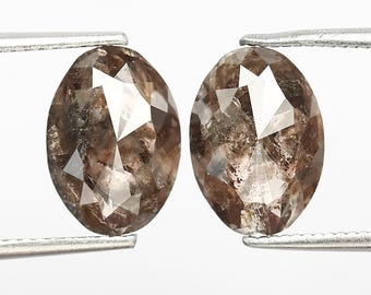 4.51 CT Brown Oval Salt and Pepper Diamond Pair: Bridal Earrings
