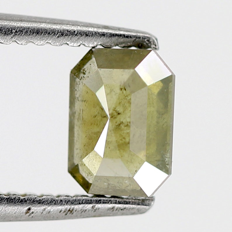 0.52 CT Gleaming Emerald Shape Faceted Fully Polished Natural Green Loose Salt and Pepper Conflict Free Diamond suitable for Solitaire Ring