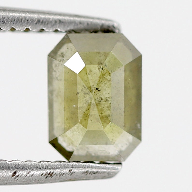0.52 CT Gleaming Emerald Shape Faceted Fully Polished Natural Green Loose Salt and Pepper Conflict Free Diamond suitable for Solitaire Ring