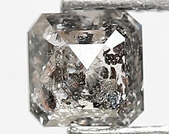 0.51 CT Asscher Salt and Pepper Diamond, Natural Grey Black Loose Diamond, Custom Wedding Ring Stone