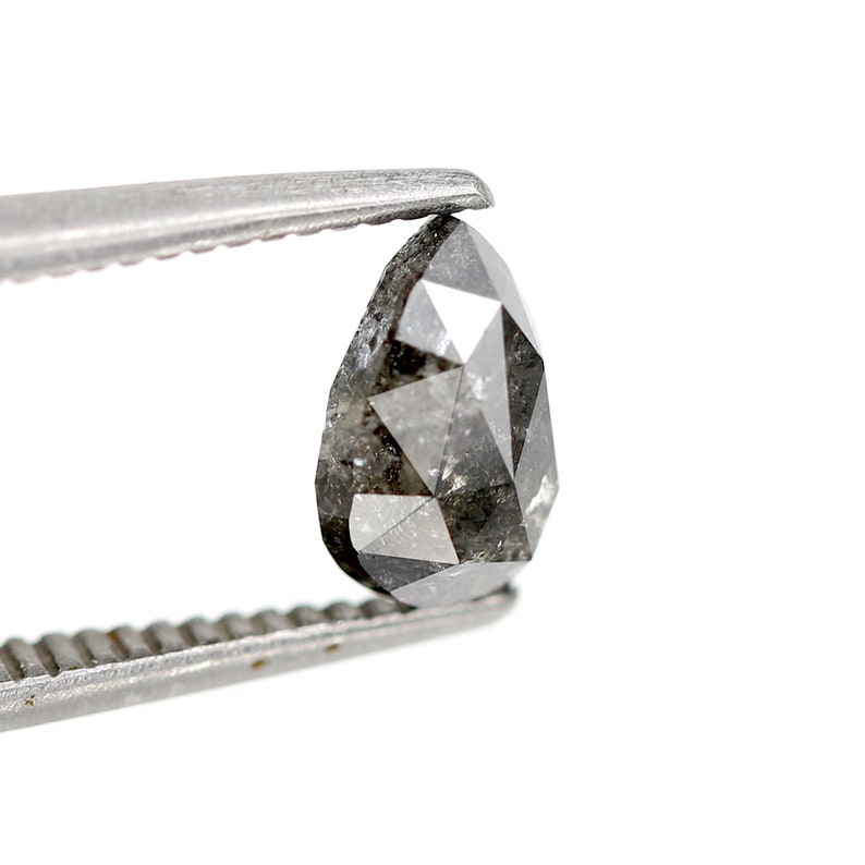 Natural black color pear shape salt and pepper diamond for unique black diamond ring 0.83 pear cut antique galaxy diamond faceted pear