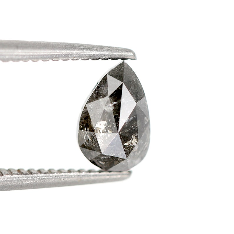 Natural black color pear shape salt and pepper diamond for unique black diamond ring 0.83 pear cut antique galaxy diamond faceted pear