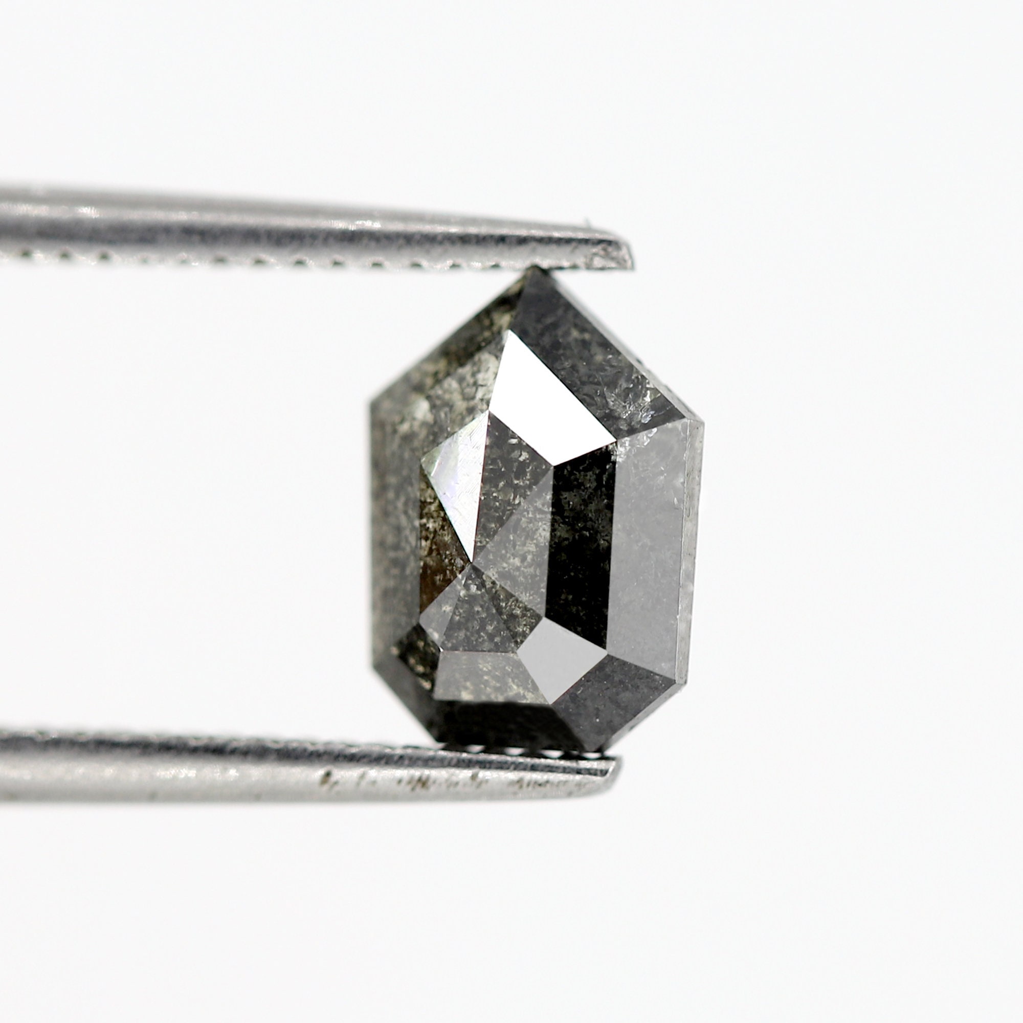 0.95 CT modified cut antique bullet cut salt and pepper diamond ...
