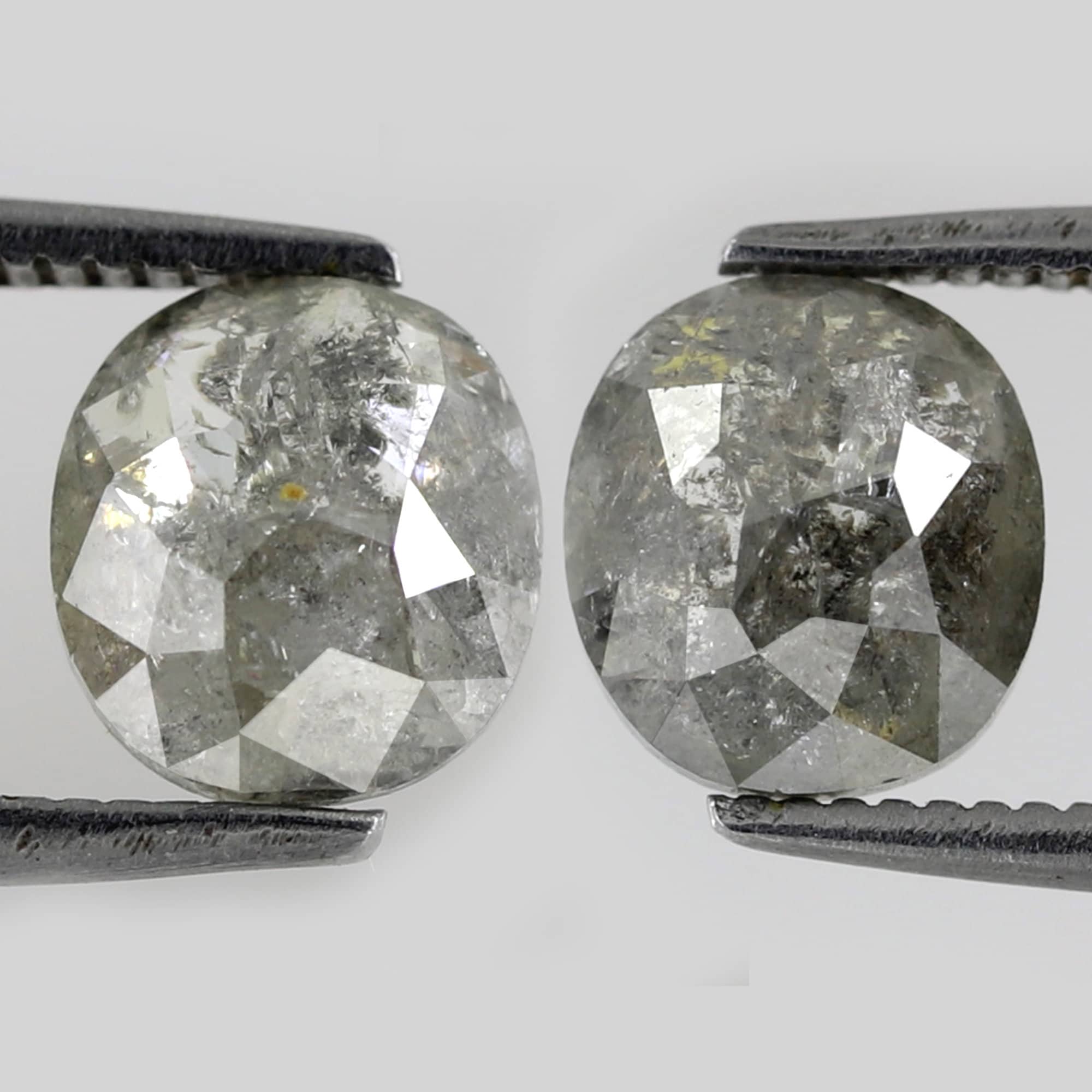2.10 CT Pair Natural Salt and Pepper Diamond Natural Grey Etsy