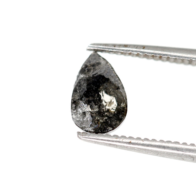 Natural black color pear shape salt and pepper diamond for unique black diamond ring 0.83 pear cut antique galaxy diamond faceted pear