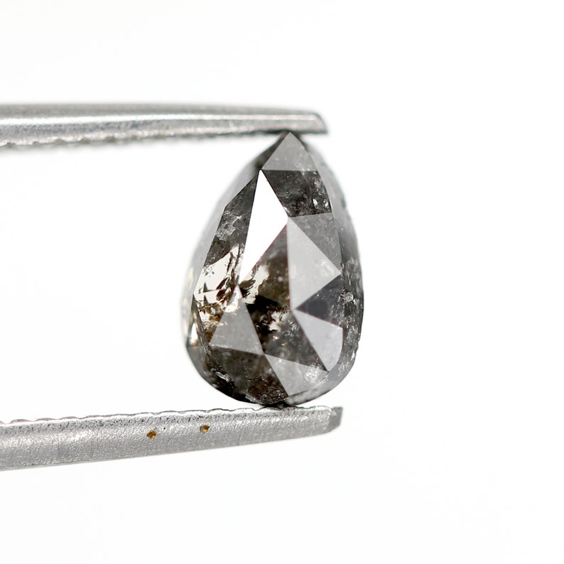 Natural black color pear shape salt and pepper diamond for unique black diamond ring 0.83 pear cut antique galaxy diamond faceted pear