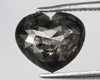 1.85 CT 8 X 9.5 MM Heart Shaped Blackish Color Salt and Pepper Loose Diamond engagement ring For Bridal