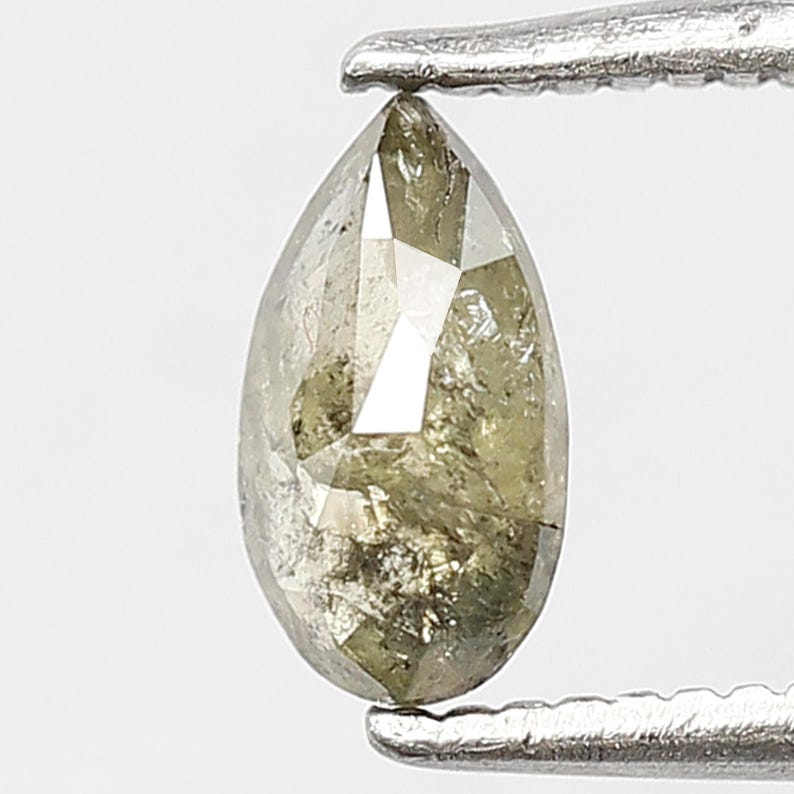 Diamante rústico en forma de pera de 0,48 quilates y 7 mm, diamante verde natural suelto para anillo de pedida de mano y joyería personalizada. imagen 6