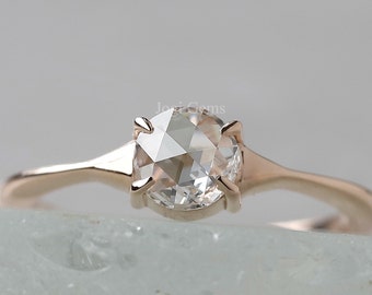 Rose Cut Diamond 14K Rose Gold Engagement Ring