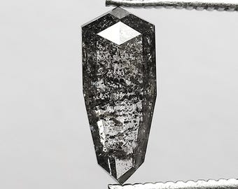 1.21 CT Unique Fancy Cut Salt and Pepper Modified cut shield shape elongated Loose Diamond Rare grey Blackish For antique ring