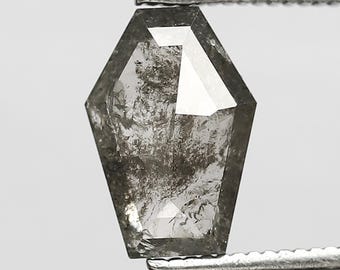 1.70 CT Elongated Coffin Half Fancy Cut Salt and Pepper Loose Diamond 10 MM For Platinum Earrings