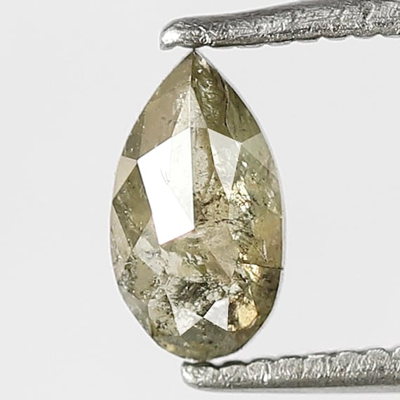 0.48 CT 7 MM Pear Rustic Diamond, Green Natural Loose Diamond for Proposal Ring, Custom Jewelry Stone
