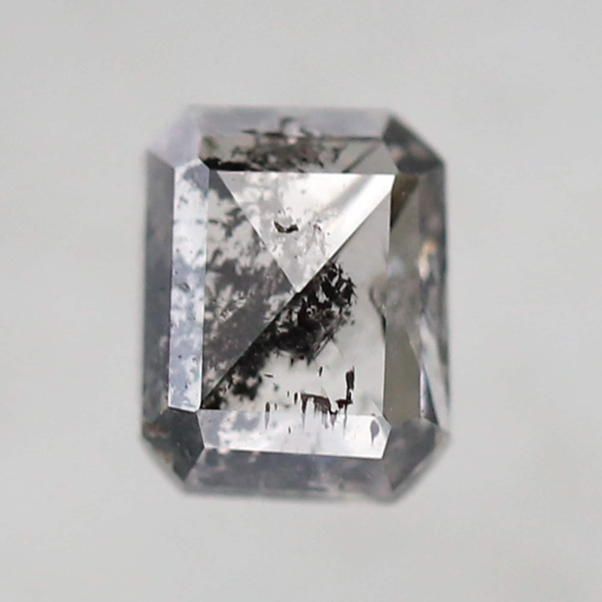 Rose Cut 3.8mm Dark Charcoal Gray Salt and Pepper Diamond Earring