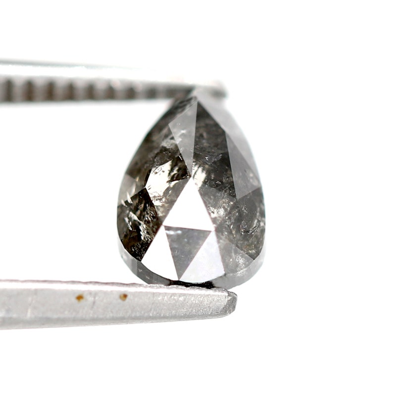 Natural black color pear shape salt and pepper diamond for unique black diamond ring 0.83 pear cut antique galaxy diamond faceted pear