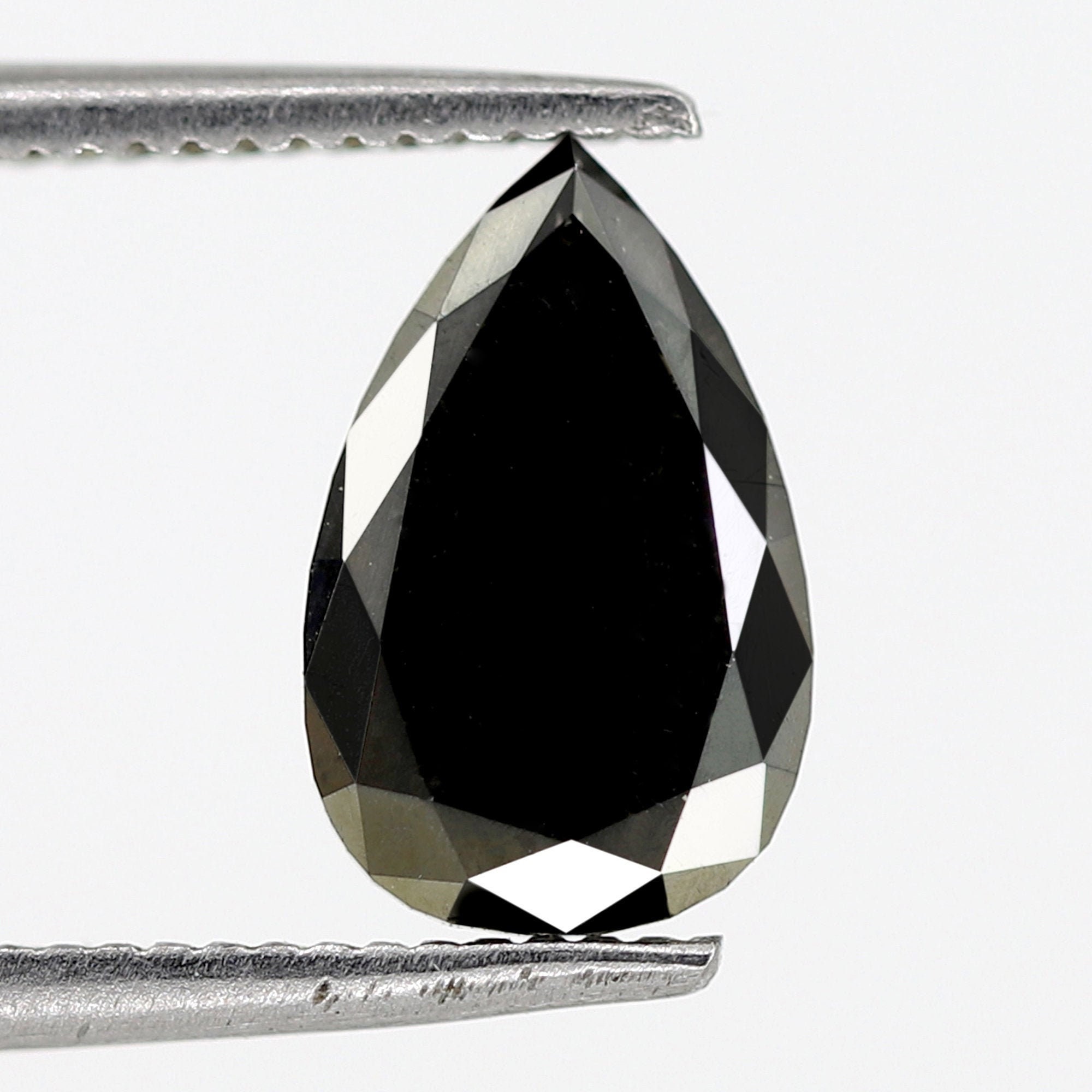 1 CT Stunning Pear Shape Fully Polished Heated Black Color Natural Loose Charming Faceted Diamond ideal for making Engagement Ring