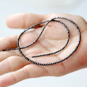 20.23 CT Natural Rondelle Full Cut Diamond Beads 2.5 MM to 3 MM Treated Black Color Diamond Loose Natural Diamond Beads For Wedding Jewelry