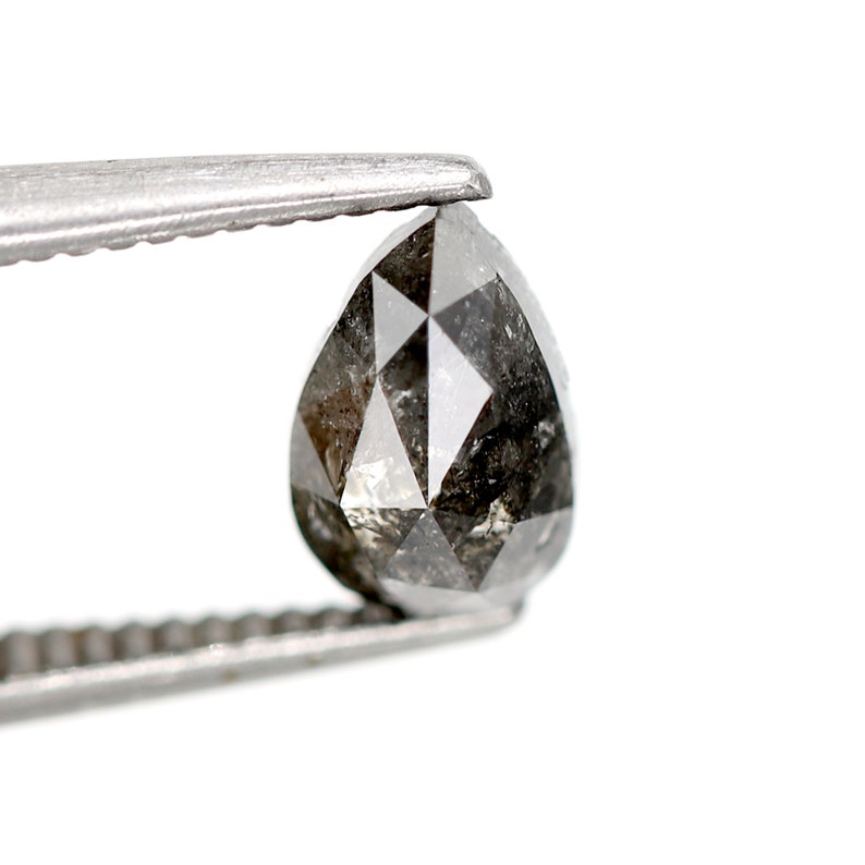 Natural black color pear shape salt and pepper diamond for unique black diamond ring 0.83 pear cut antique galaxy diamond faceted pear
