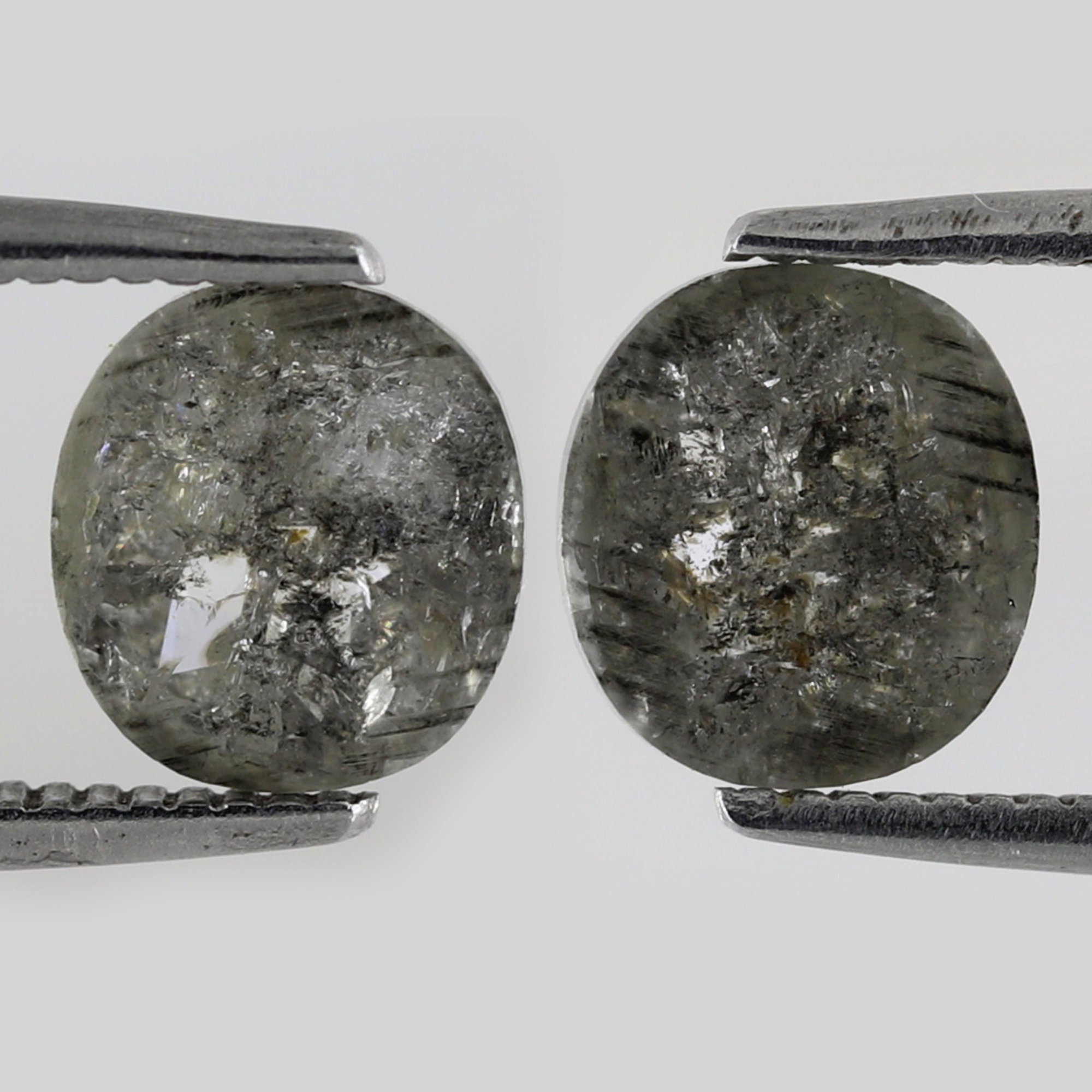 2.10 CT Pair Natural Salt and Pepper Diamond Natural Grey Etsy