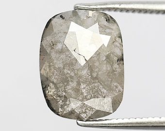 2.31 CT Oval Salt and Pepper Diamond: Loose Rose Cut Gemstone