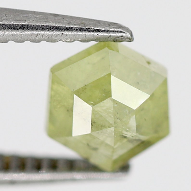 0.66 CT Unique Light Green Hexagon Shape Polished Back Faceted Loose Salt and Pepper Diamond ideal for making Platinum Diamond Ring