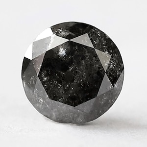 1.44 ct Round Brilliant Cut Salt and Pepper Diamond: Grey Black Diamond