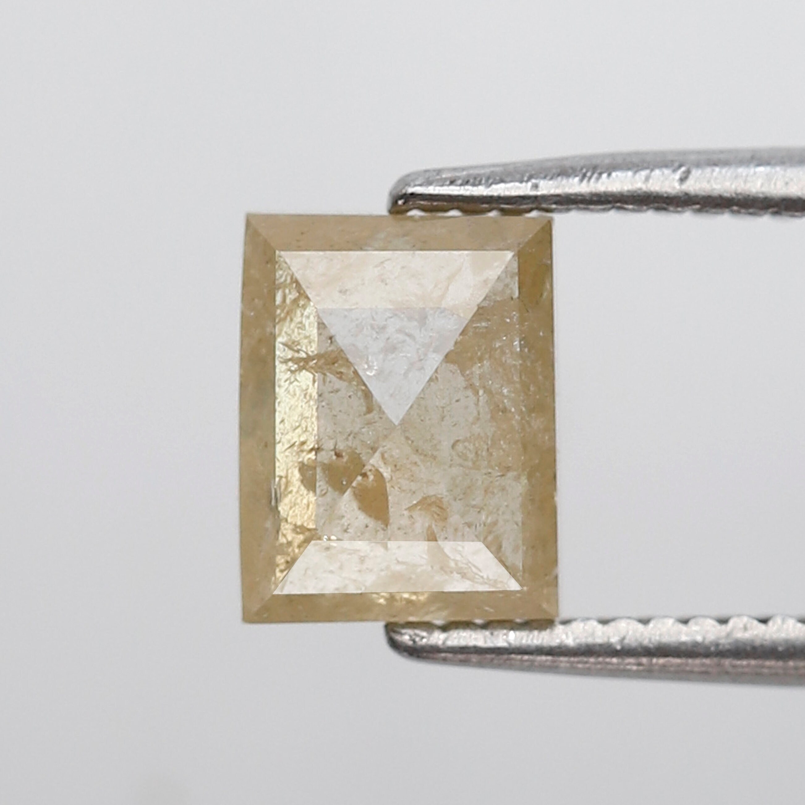 1.34 Ct Rectangle Shape Rustic Diamond 6 MM Loose Natural Yellowish White Color Salt and Pepper Diamond
