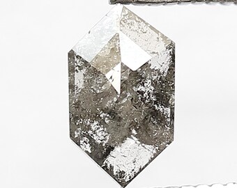 0,75 CT 8 MM Sześciokątny Szary Czarny Diament | Naturalny Luźny Diament Sól i Pieprz | Kamień Jubilerski