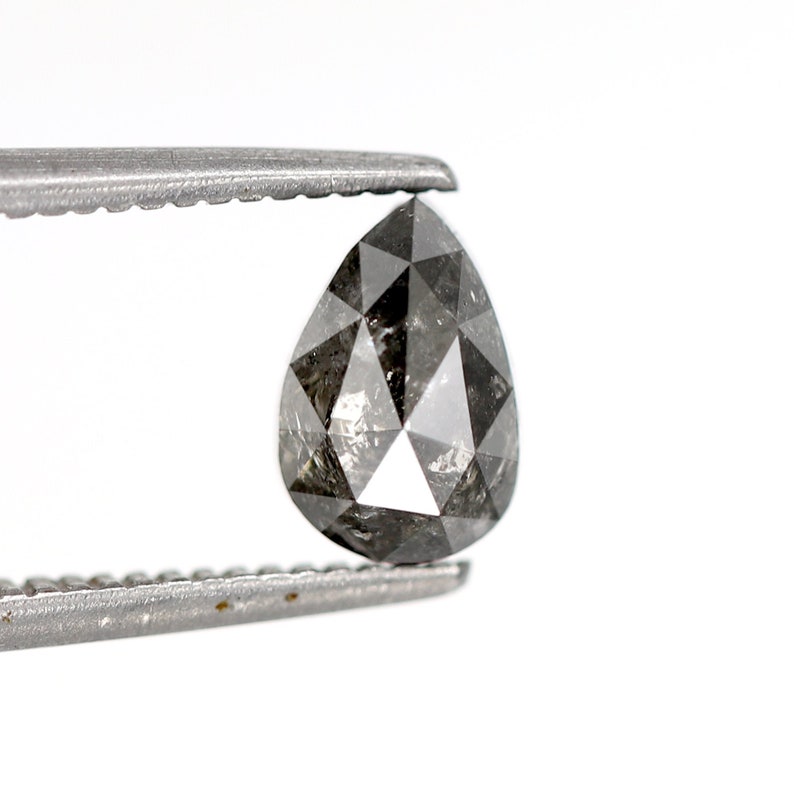 Natural black color pear shape salt and pepper diamond for unique black diamond ring 0.83 pear cut antique galaxy diamond faceted pear