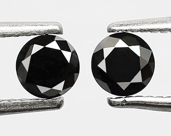 0.62 CT Black Diamond Pair: 4.1mm Round Brilliant Cut Loose Diamonds