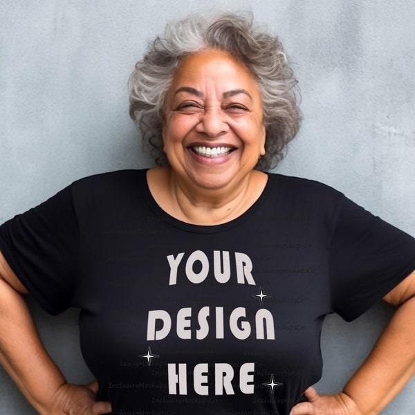 Latina Model Mockup | Bella Canvas 3001 Mockup | Abuela Shirt Mockup | Hispanic Grandmother T-Shirt Mockup | Grandma Mockup | Diverse Mockup