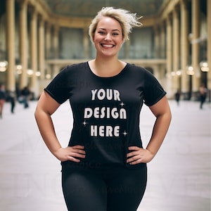 Plus Size Mockups | Black Bella Canvas 3001 Mockup | Plus Size T-Shirt Mockup | Black Shirt Mock Up | Lifestyle Aesthetic Mockup | Travel