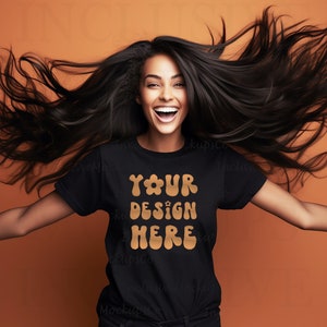 Black Model Mockup, Black Bella Canvas 3001 Mockup, Black Woman Mockup, Black Shirt Mock Up, Halloween T-Shirt Mockup, Halloween Mock Up