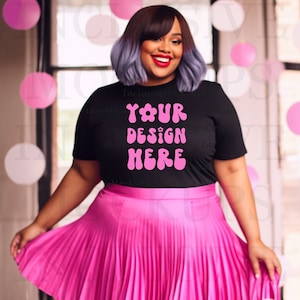 Plus Size Black Model Mockup | Black Bella Canvas 3001 Mockup | Plus Size Mockup | Black Woman Mockup | African American | Birthday Mockup