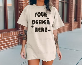 Comfort Colors C1717 Ivory Mockup | Oversized Ivory Comfort Colors Ivory Mockup | Comfort Colors 1717 Mockup Shirt | Aesthetic Mockup