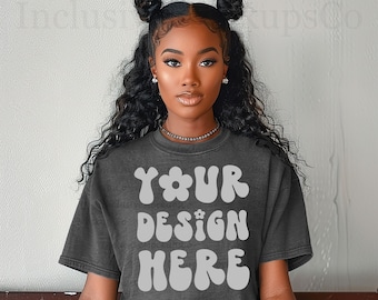 Black Woman Mockup Gray Comfort Colors Mockup Grey Comfort Colors 1717 Grey Mockup T-Shirt Mockup 1717 Mockup Bundle Entire Shop Bundle Boho