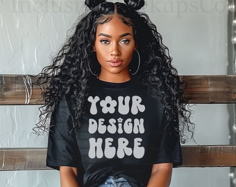Black Comfort Colors 1717 Mockup Black Model Mockup Black Comfort Colors Mockup Black T-Shirt Mockup 1717 Mockup Bundle Comfort Colors Boho