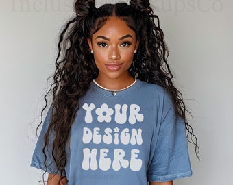 Black Model Mockup Blue Jean Comfort Colors Mockup C1717 Blue Jean Mockup Blue Jean Comfort Colors Mock Bundle African American Mockup Boho
