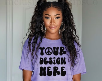 Black Model Mockup Violet Comfort Colors Mockup C1717 Violet Mockup Comfort Colors Mock Light Purple Comfort Colors Mockup Whole Shop Bundle